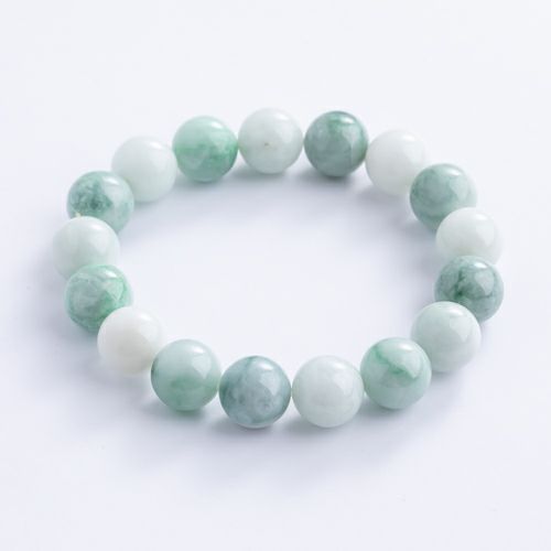 17cmサイズ・10mm玉・淡緑×白・艶良し】（高品質淡緑色ヒスイ）糸魚川