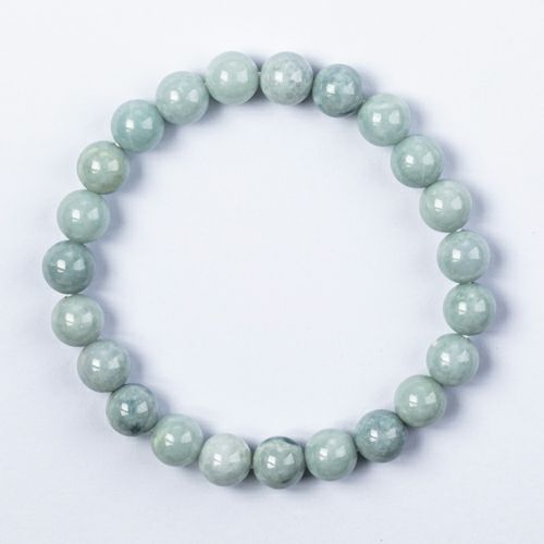 糸魚川青翡翠 淡い青8mm 25玉ブレスレット 宝石鑑別書と産地証明書