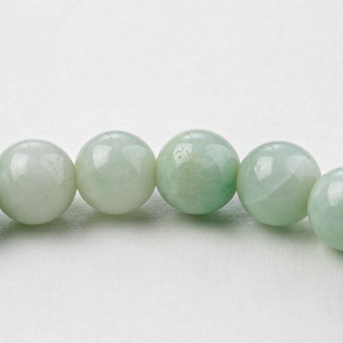 【正規逆輸入品】 16cmサイズ・6mm玉・淡緑色・艶美麗】（高品質淡緑色ヒスイ アクセサリー