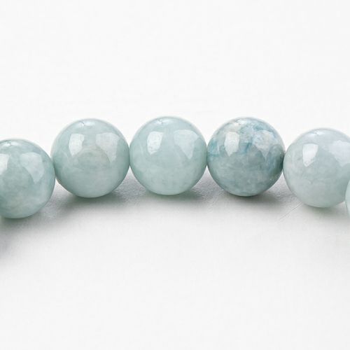 16cmサイズ・8mm玉・淡青色・艶美麗】（高品質青色ヒスイ）糸魚川天然