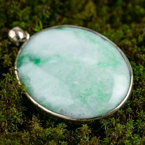 楕円形・深緑模様】（高品質濃緑色ヒスイ）糸魚川天然翡翠シルバー