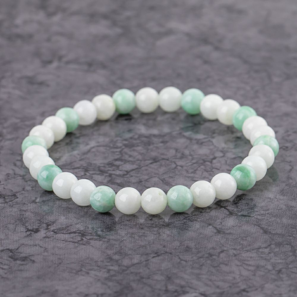 15cmサイズ・6mm玉・パステルカラー】（高品質濃緑色ヒスイ）糸魚川