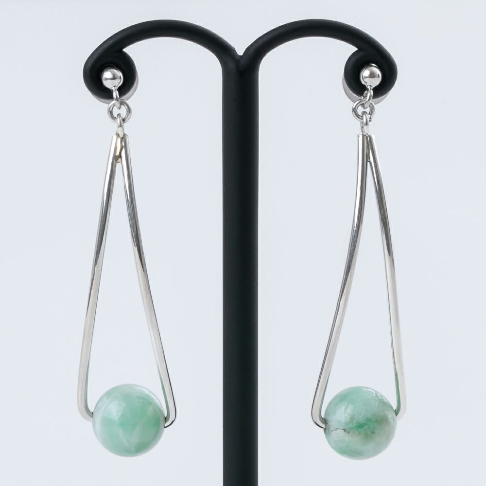 ❤️翡翠　ピアス 7mm玉】（高品質濃緑色ヒスイ）糸魚川天然翡翠ピアス | 糸魚川