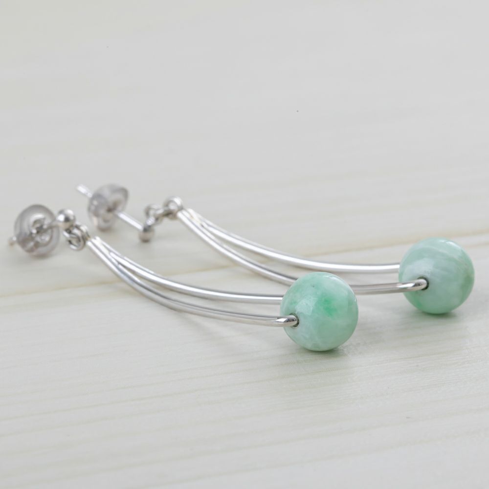 ❤️翡翠　ピアス 7mm玉】（高品質濃緑色ヒスイ）糸魚川天然翡翠ピアス | 糸魚川