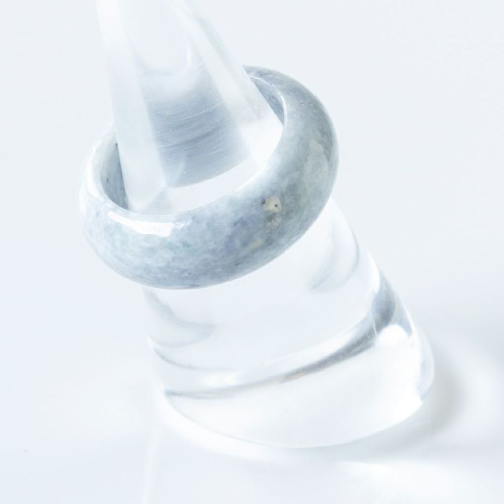 本翡翠、高品質氷藍水縁起良い竹節リング　〜12.5号 藍水翡翠.戒指Blue Water Jadeite Ring