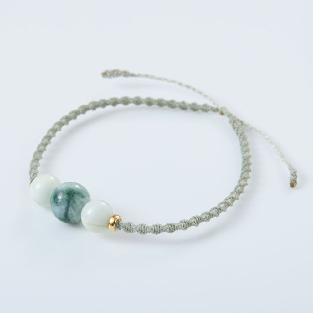Mサイズ(15-17cm)・10mm&8mm玉・緑×白】（高品質濃緑×白色