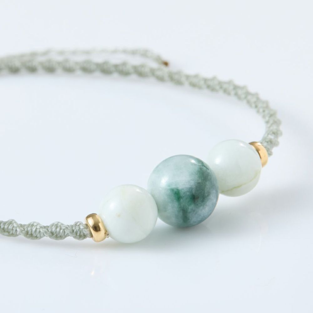 Mサイズ(15-17cm)・10mm&8mm玉・緑×白】（高品質濃緑×白色